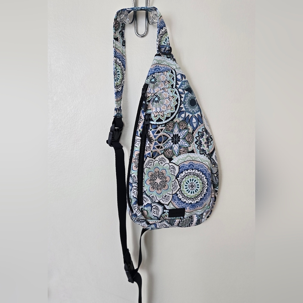 Vera Bradley Mandala Print Sling Bag Backpack Blue Teal Peach Green NWOT